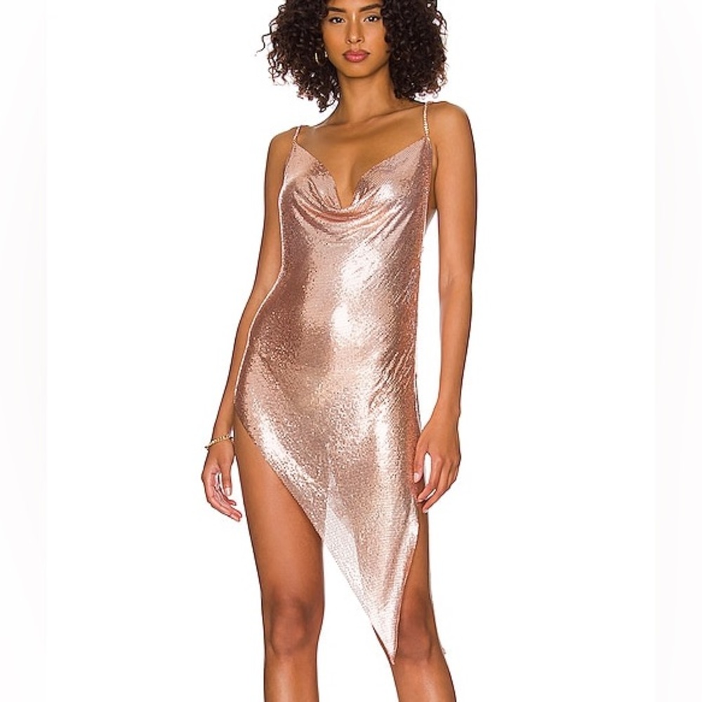 Song of Style Calliope Mini Dress Gold Metallic size OS.
